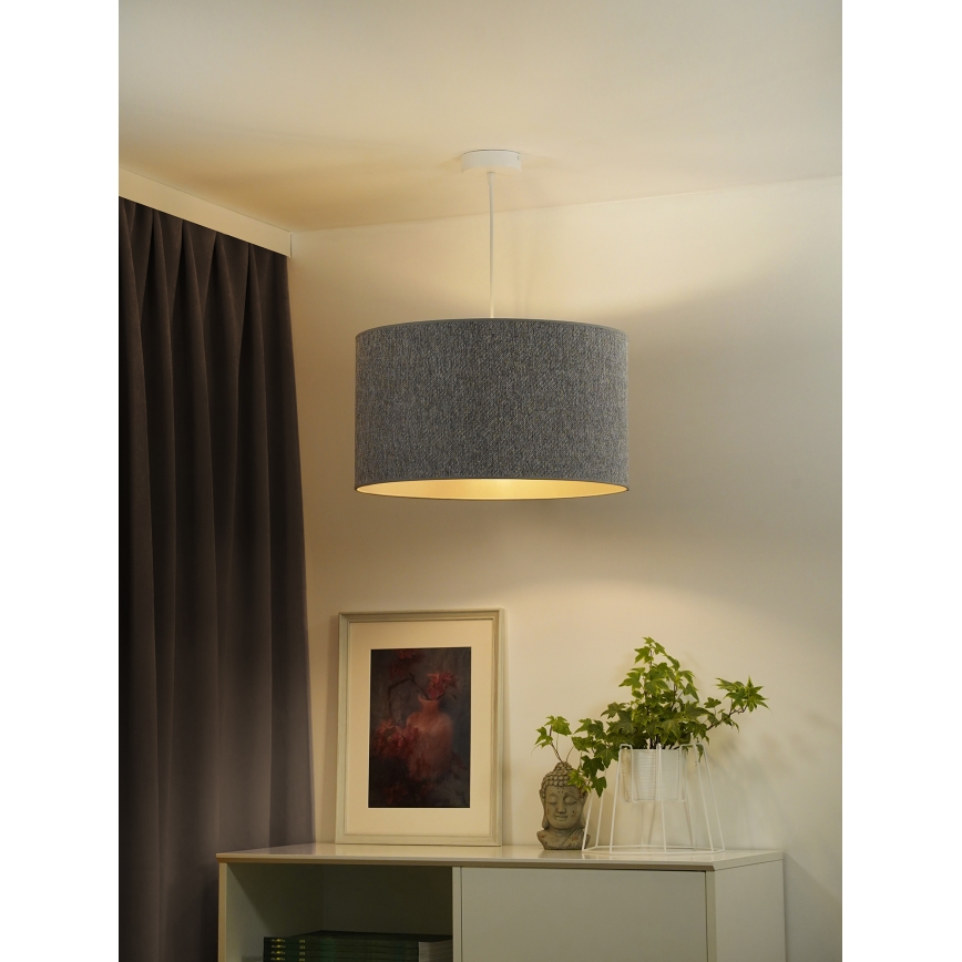 Duolla - Ljuskrona med textilsladd ROLLER ECO RECYCLING 1xE27/15W/230V diameter 45 cm grå