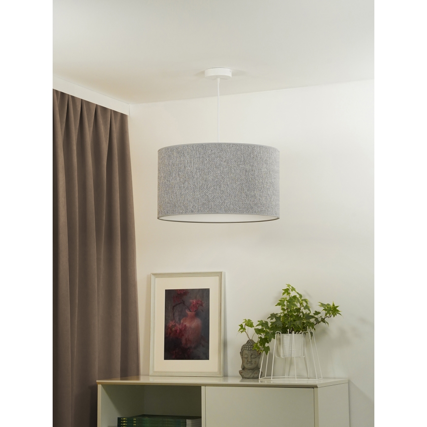 Duolla - Ljuskrona med textilsladd ROLLER ECO RECYCLING 1xE27/15W/230V diameter 45 cm grå
