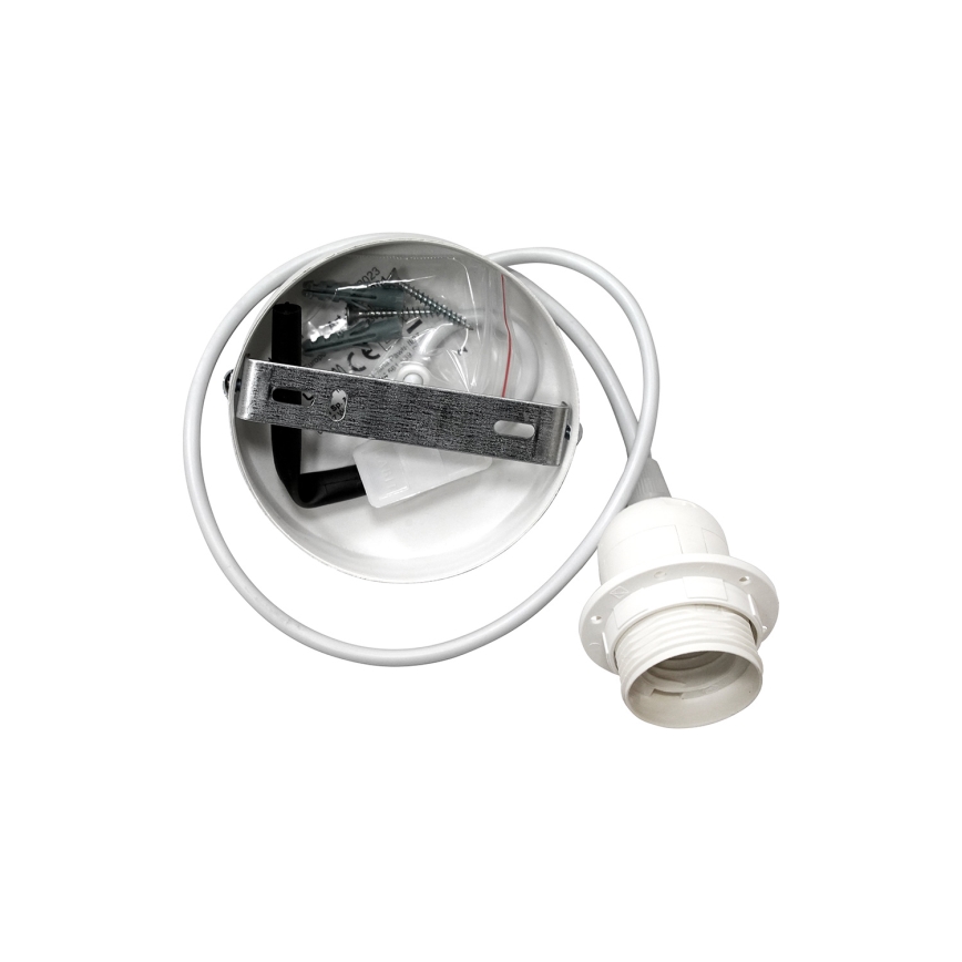 Duolla - Ljuskrona med textilsladd ROLLER ECO RECYCLING 1xE27/15W/230V diameter 45 cm grå