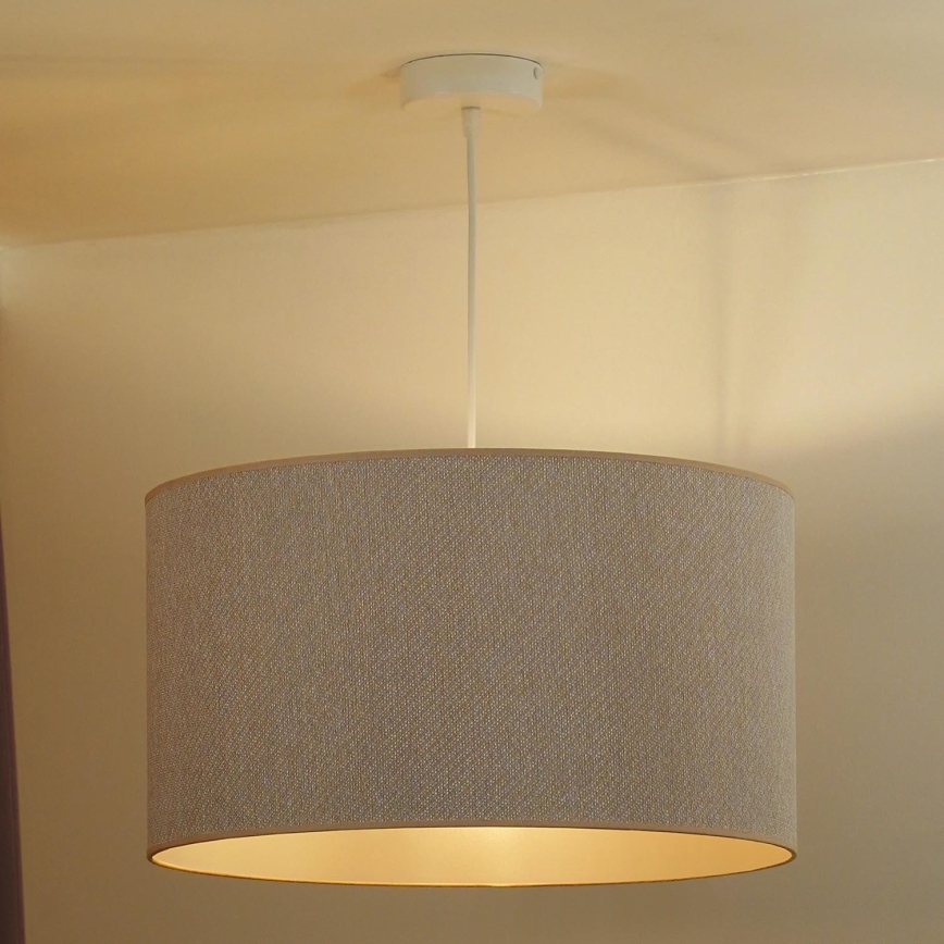 Duolla - Ljuskrona med textilsladd ROLLER ECO RECYCLING 1xE27/15W/230V diameter 45 cm grädde