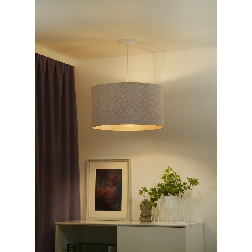 Duolla - Ljuskrona med textilsladd ROLLER ECO RECYCLING 1xE27/15W/230V diameter 45 cm grädde