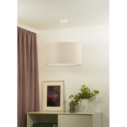 Duolla - Ljuskrona med textilsladd ROLLER ECO RECYCLING 1xE27/15W/230V diameter 45 cm grädde