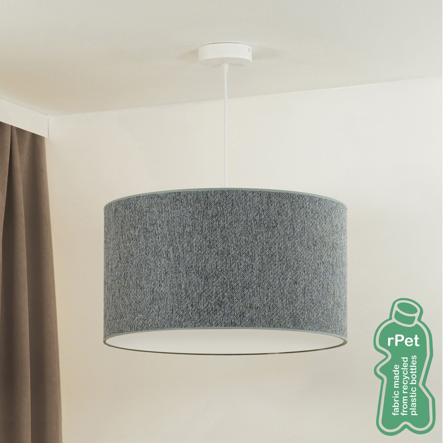 Duolla - Ljuskrona med textilsladd ROLLER ECO RECYCLING 1xE27/15W/230V diameter 45 cm grön