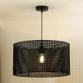 Duolla - Ljuskrona med textilsladd ROLLER RATTAN 1xE27/15W/230V diameter 45 cm svart