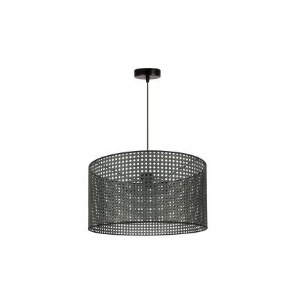 Duolla - Ljuskrona med textilsladd ROLLER RATTAN 1xE27/15W/230V diameter 45 cm svart