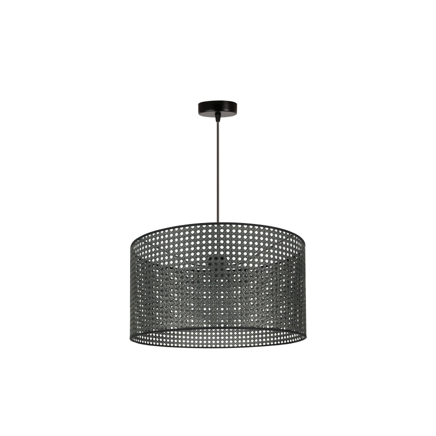 Duolla - Ljuskrona med textilsladd ROLLER RATTAN 1xE27/15W/230V diameter 45 cm svart