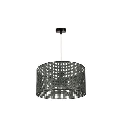Duolla - Ljuskrona med textilsladd ROLLER RATTAN 1xE27/15W/230V diameter 45 cm svart