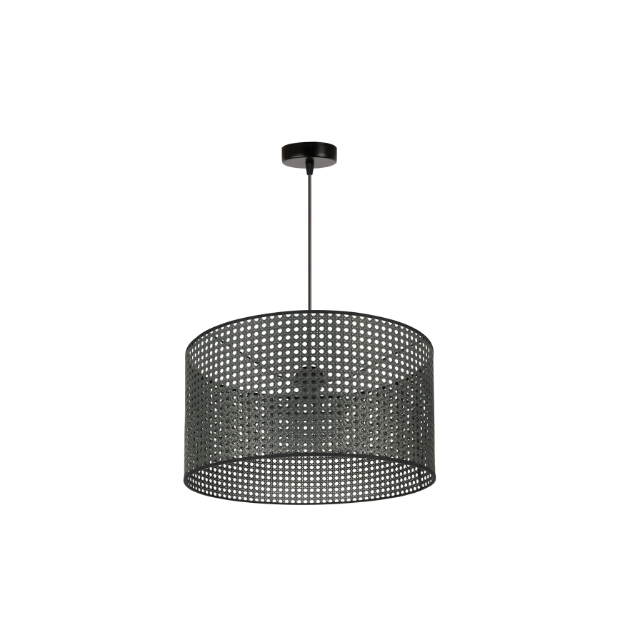 Duolla - Ljuskrona med textilsladd ROLLER RATTAN 1xE27/15W/230V diameter 45 cm svart