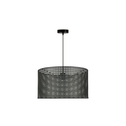 Duolla - Ljuskrona med textilsladd ROLLER RATTAN 1xE27/15W/230V diameter 45 cm svart