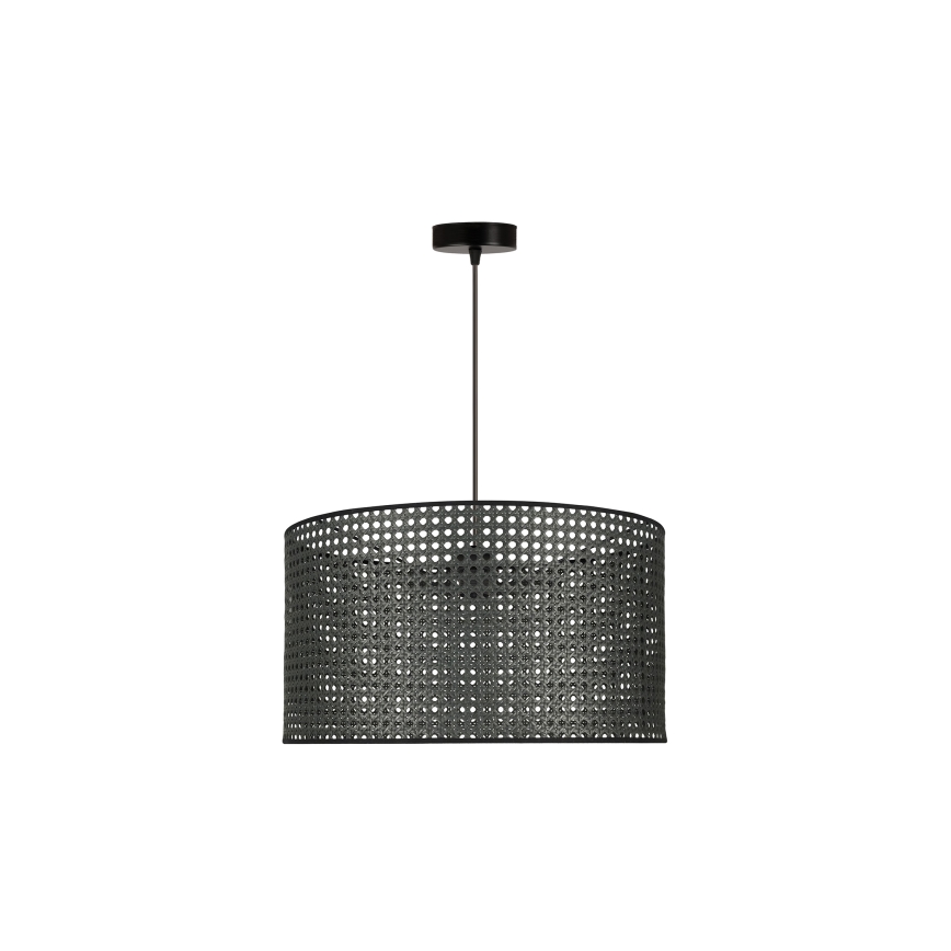 Duolla - Ljuskrona med textilsladd ROLLER RATTAN 1xE27/15W/230V diameter 45 cm svart