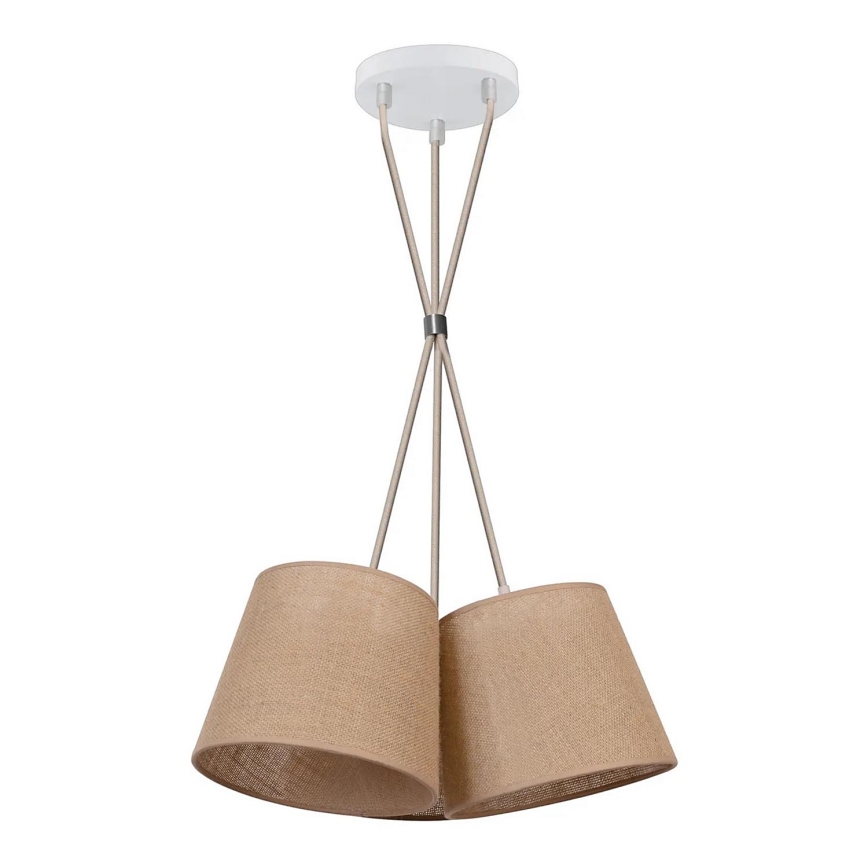 Duolla - Ljuskrona med textilsladd ROSSA 3xE27/15W/230V diameter 45 cm brun