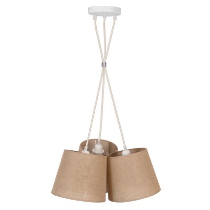 Duolla - Ljuskrona med textilsladd ROSSA 3xE27/15W/230V diameter 45 cm brun