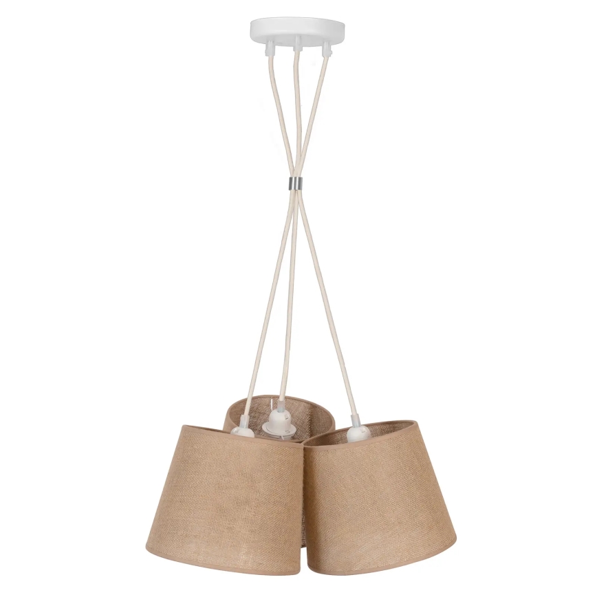 Duolla - Ljuskrona med textilsladd ROSSA 3xE27/15W/230V diameter 45 cm brun