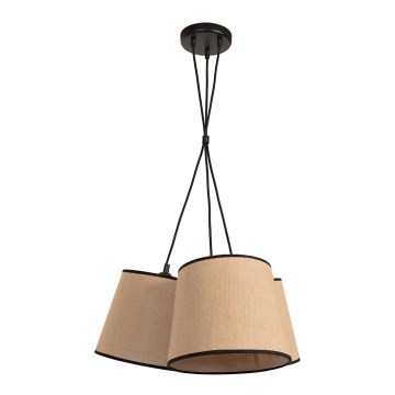 Duolla - Ljuskrona med textilsladd ROSSA 3xE27/15W/230V diameter 45 cm brun/svart