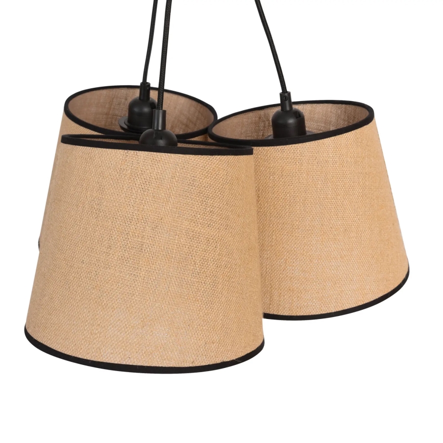 Duolla - Ljuskrona med textilsladd ROSSA 3xE27/15W/230V diameter 45 cm brun/svart