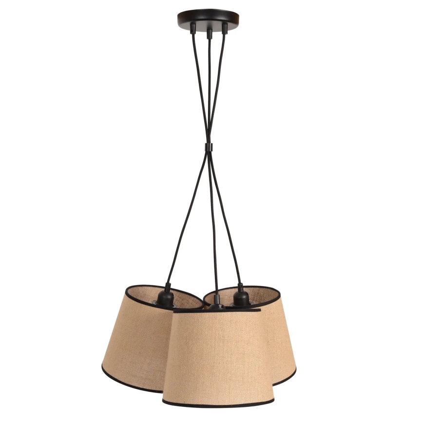 Duolla - Ljuskrona med textilsladd ROSSA 3xE27/15W/230V diameter 45 cm brun/svart