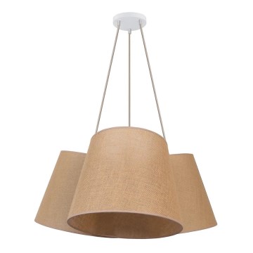 Duolla - Ljuskrona med textilsladd ROSSA 3xE27/15W/230V diameter 75 cm brun