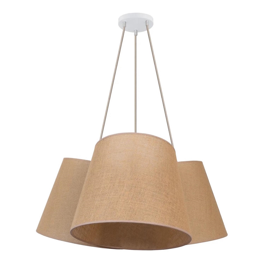 Duolla - Ljuskrona med textilsladd ROSSA 3xE27/15W/230V diameter 75 cm brun