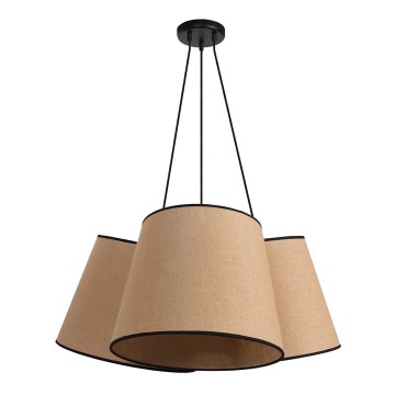 Duolla - Ljuskrona med textilsladd ROSSA 3xE27/15W/230V diameter 75 cm brun/svart