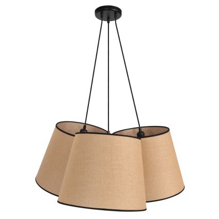 Duolla - Ljuskrona med textilsladd ROSSA 3xE27/15W/230V diameter 75 cm brun/svart