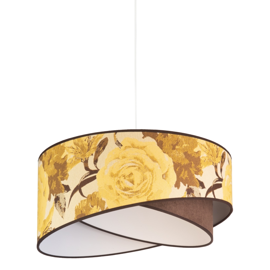 Duolla - Ljuskrona med textilsladd ROYAL 1xE27/40W/230V diameter 50 cm gul