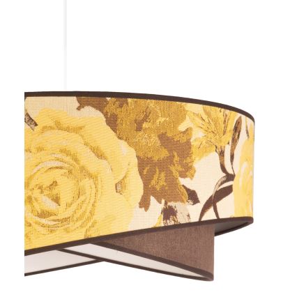 Duolla - Ljuskrona med textilsladd ROYAL 1xE27/40W/230V diameter 50 cm gul