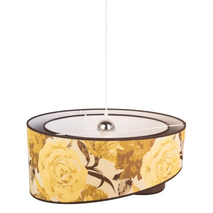 Duolla - Ljuskrona med textilsladd ROYAL 1xE27/40W/230V diameter 50 cm gul