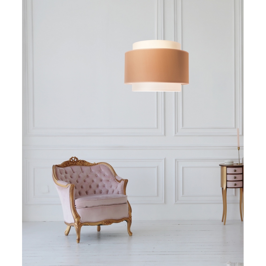 Duolla - Ljuskrona med textilsladd SOHO 1xE27/40W/230V diameter 40 cm beige/grädde