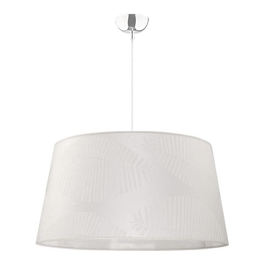 Duolla - Ljuskrona med textilsladd TENOR 1xE27/40W/230V diameter 60 cm vit/löv