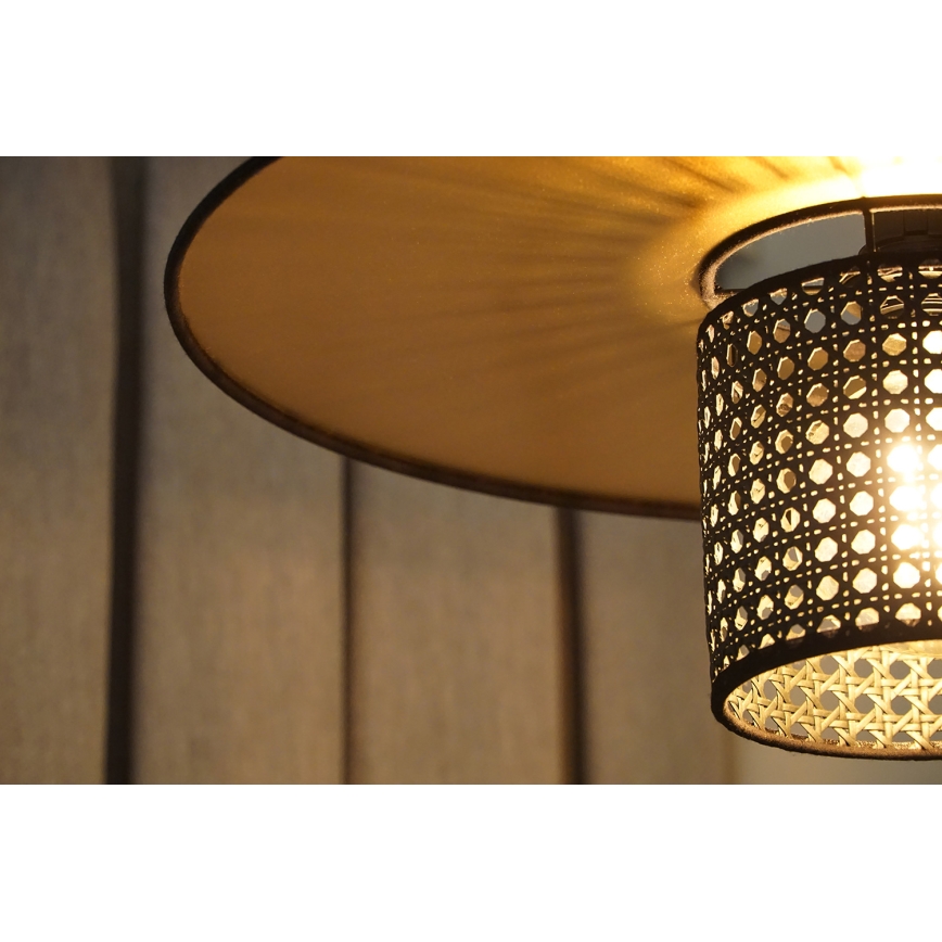 Duolla - Ljuskrona med textilsladd TOKYO RATTAN 1xE27/15W/230V diameter 50 cm guld/svart