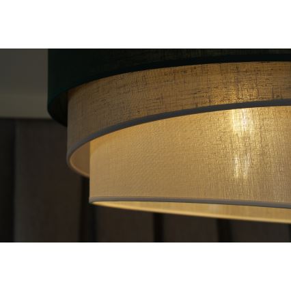 Duolla - Ljuskrona med textilsladd TRIO 1xE27/15W/230V diameter 45 cm grön/grå/vit