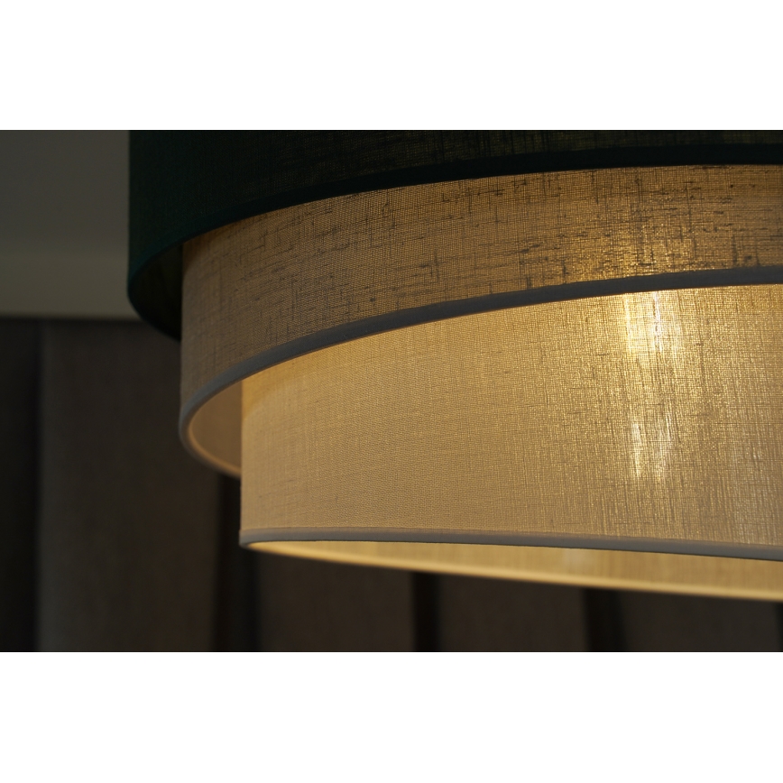 Duolla - Ljuskrona med textilsladd TRIO 1xE27/15W/230V diameter 45 cm grön/grå/vit