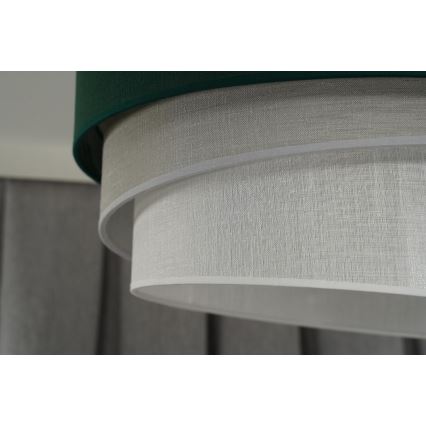 Duolla - Ljuskrona med textilsladd TRIO 1xE27/15W/230V diameter 45 cm grön/grå/vit