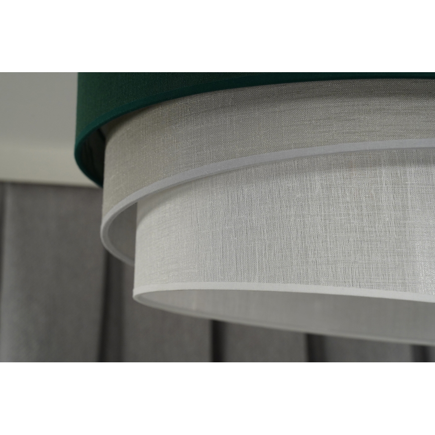 Duolla - Ljuskrona med textilsladd TRIO 1xE27/15W/230V diameter 45 cm grön/grå/vit