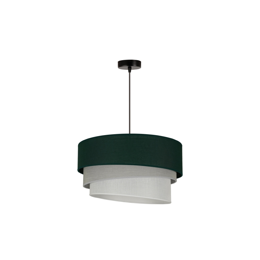 Duolla - Ljuskrona med textilsladd TRIO 1xE27/15W/230V diameter 45 cm grön/grå/vit