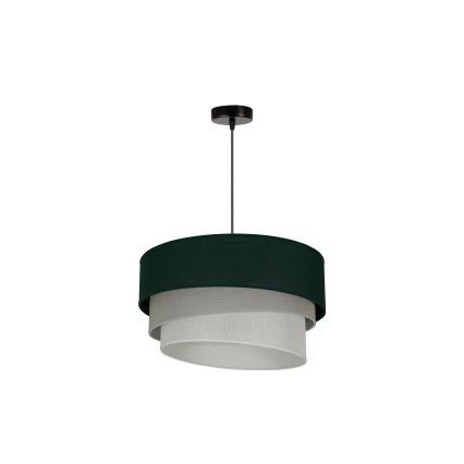 Duolla - Ljuskrona med textilsladd TRIO 1xE27/15W/230V diameter 45 cm grön/grå/vit