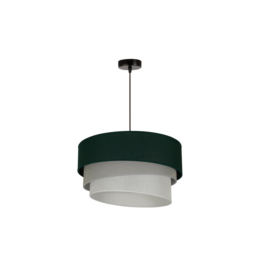 Duolla - Ljuskrona med textilsladd TRIO 1xE27/15W/230V diameter 45 cm grön/grå/vit