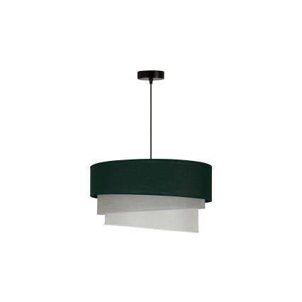 Duolla - Ljuskrona med textilsladd TRIO 1xE27/15W/230V diameter 45 cm grön/grå/vit