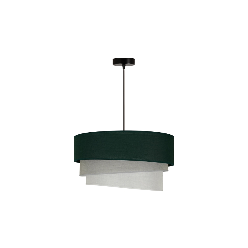 Duolla - Ljuskrona med textilsladd TRIO 1xE27/15W/230V diameter 45 cm grön/grå/vit