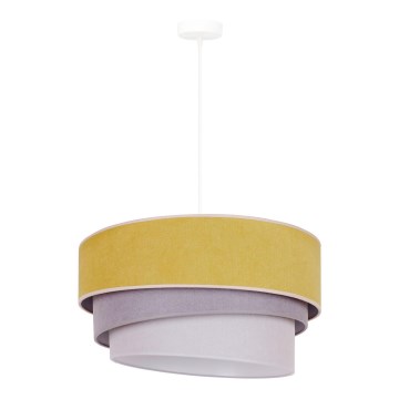 Duolla - Ljuskrona med textilsladd TRIO 1xE27/15W/230V diameter 45 cm gul/grå/vit