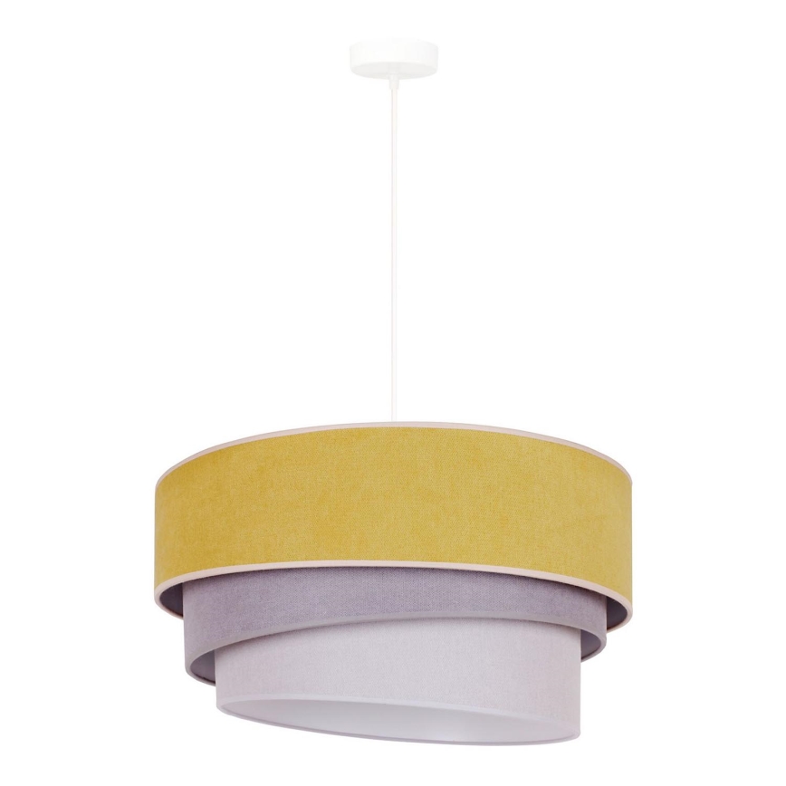 Duolla - Ljuskrona med textilsladd TRIO 1xE27/15W/230V diameter 45 cm gul/grå/vit