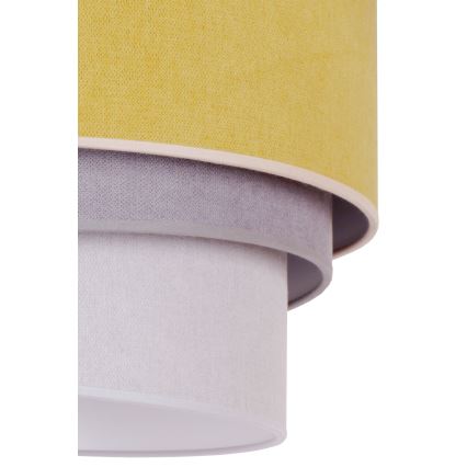 Duolla - Ljuskrona med textilsladd TRIO 1xE27/15W/230V diameter 45 cm gul/grå/vit
