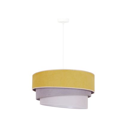 Duolla - Ljuskrona med textilsladd TRIO 1xE27/15W/230V diameter 45 cm gul/grå/vit
