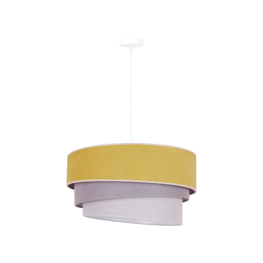 Duolla - Ljuskrona med textilsladd TRIO 1xE27/15W/230V diameter 45 cm gul/grå/vit