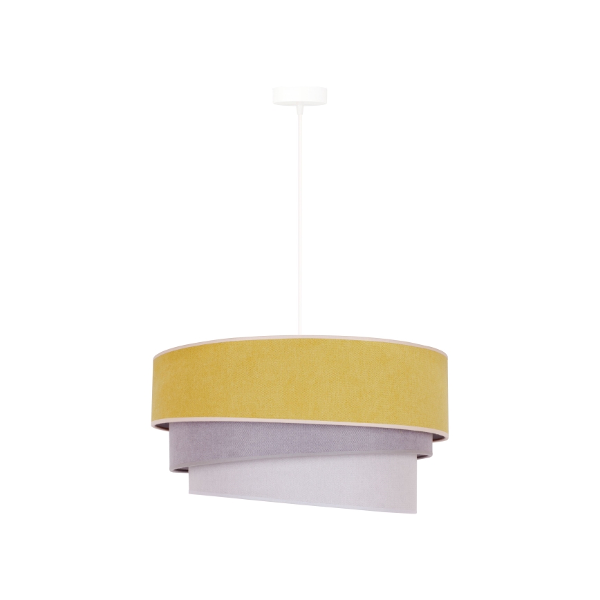Duolla - Ljuskrona med textilsladd TRIO 1xE27/15W/230V diameter 45 cm gul/grå/vit