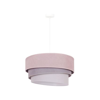 Duolla - Ljuskrona med textilsladd TRIO 1xE27/15W/230V diameter 45 cm rosa/grå/vit