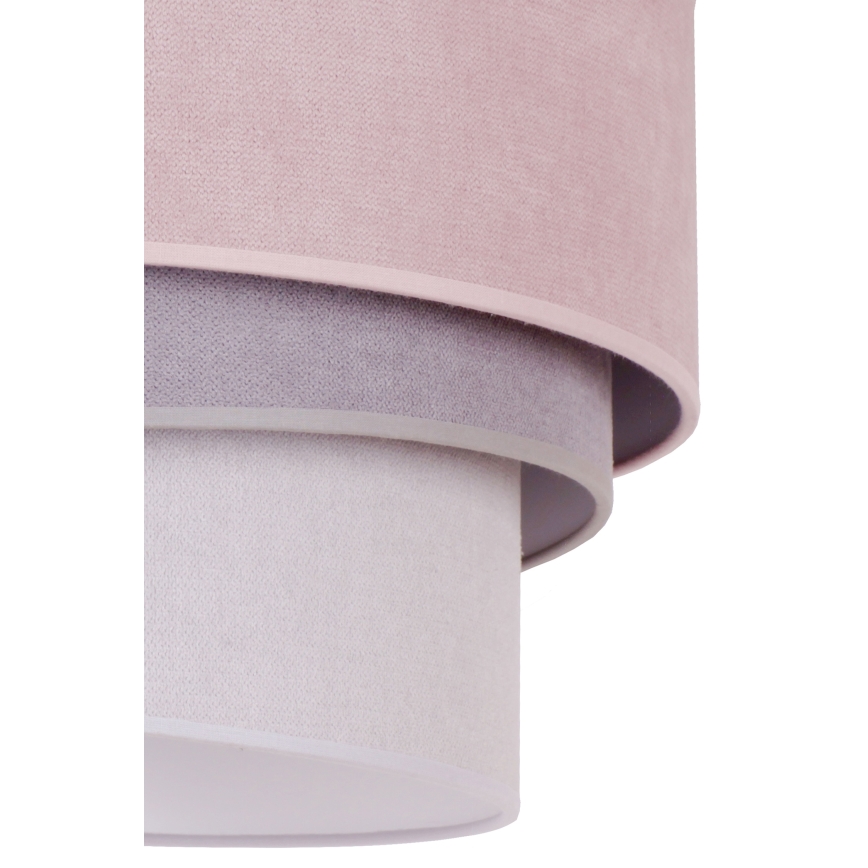 Duolla - Ljuskrona med textilsladd TRIO 1xE27/15W/230V diameter 45 cm rosa/grå/vit
