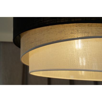 Duolla - Ljuskrona med textilsladd TRIO 1xE27/15W/230V diameter 45 cm svart/grå/vit