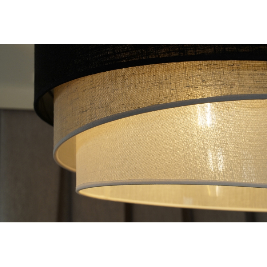 Duolla - Ljuskrona med textilsladd TRIO 1xE27/15W/230V diameter 45 cm svart/grå/vit