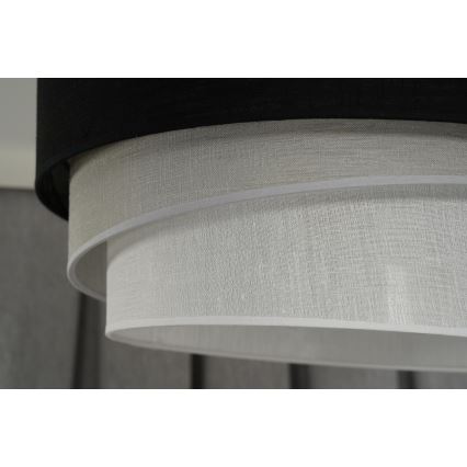 Duolla - Ljuskrona med textilsladd TRIO 1xE27/15W/230V diameter 45 cm svart/grå/vit